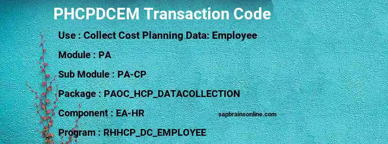 SAP PHCPDCEM transaction code