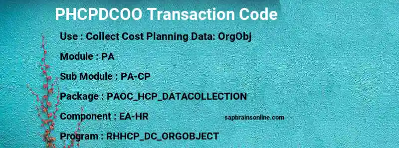 SAP PHCPDCOO transaction code