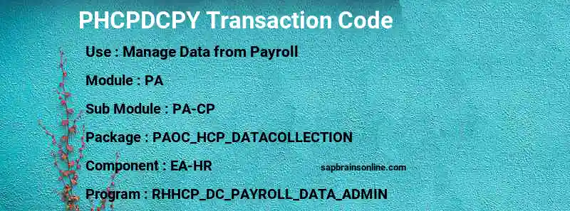 SAP PHCPDCPY transaction code