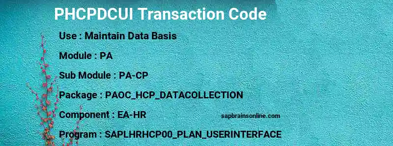 SAP PHCPDCUI transaction code