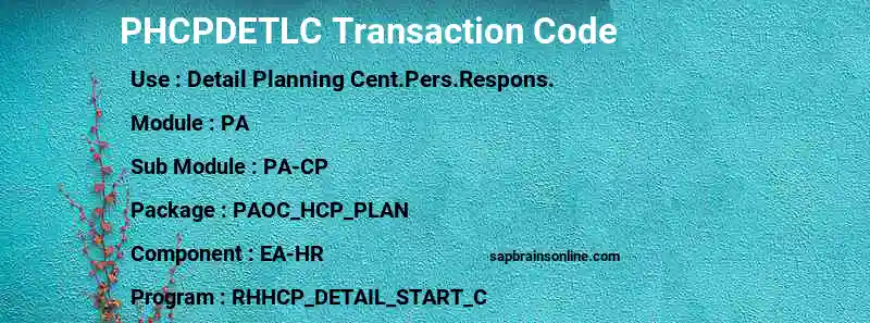 SAP PHCPDETLC transaction code