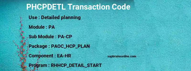 SAP PHCPDETL transaction code