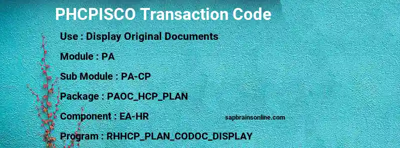 SAP PHCPISCO transaction code