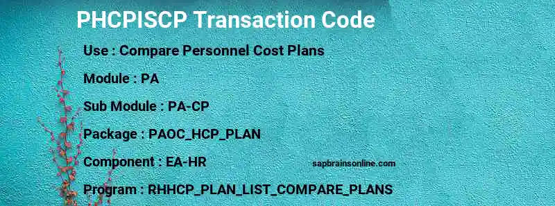 SAP PHCPISCP transaction code