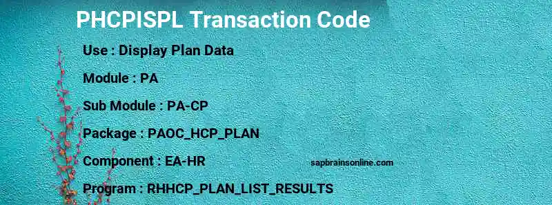 SAP PHCPISPL transaction code