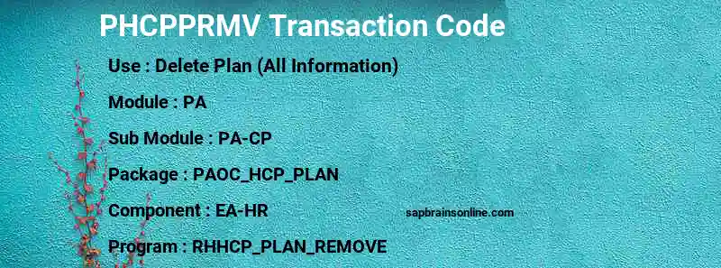 SAP PHCPPRMV transaction code