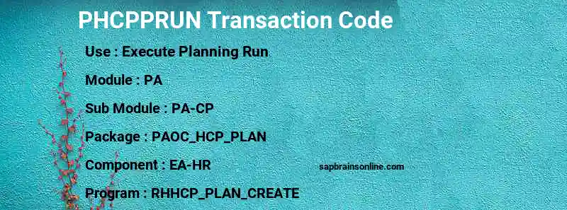 SAP PHCPPRUN transaction code