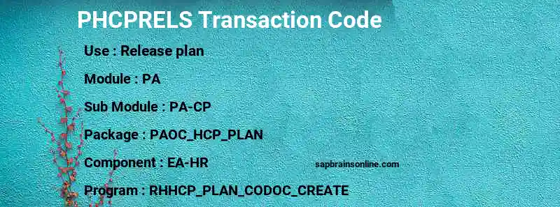 SAP PHCPRELS transaction code
