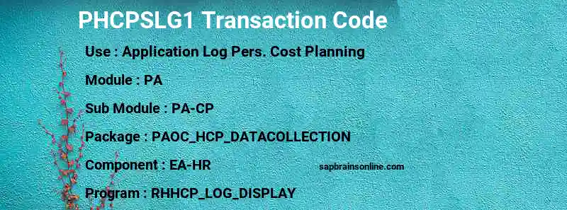 SAP PHCPSLG1 transaction code