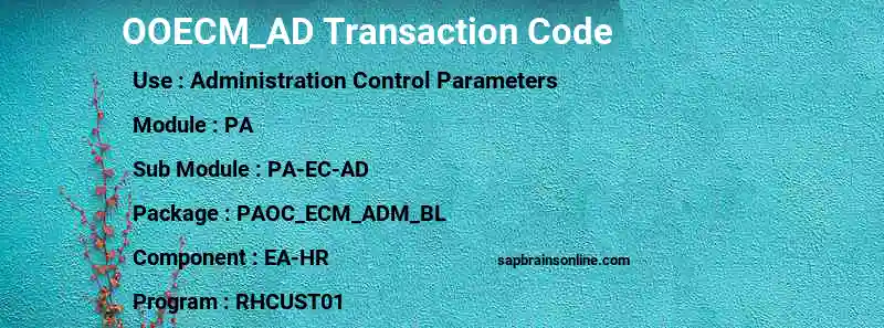 SAP OOECM_AD transaction code