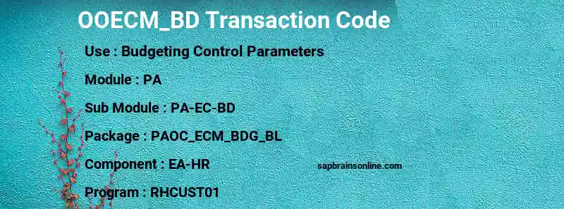 SAP OOECM_BD transaction code