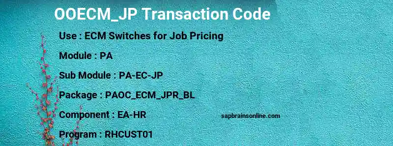 SAP OOECM_JP transaction code