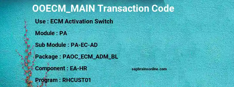 SAP OOECM_MAIN transaction code