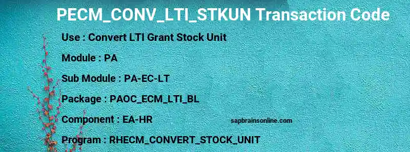 SAP PECM_CONV_LTI_STKUN transaction code
