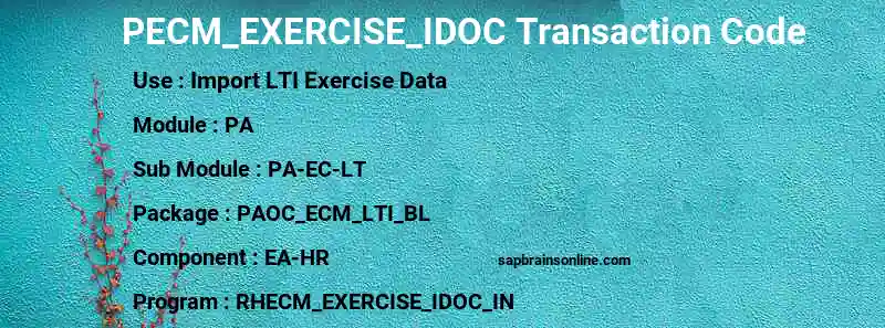 SAP PECM_EXERCISE_IDOC transaction code