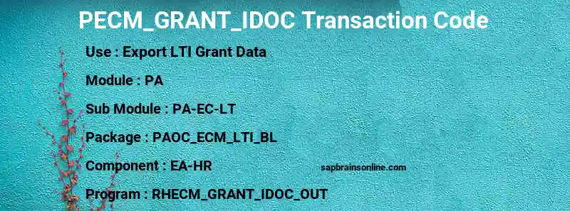 SAP PECM_GRANT_IDOC transaction code