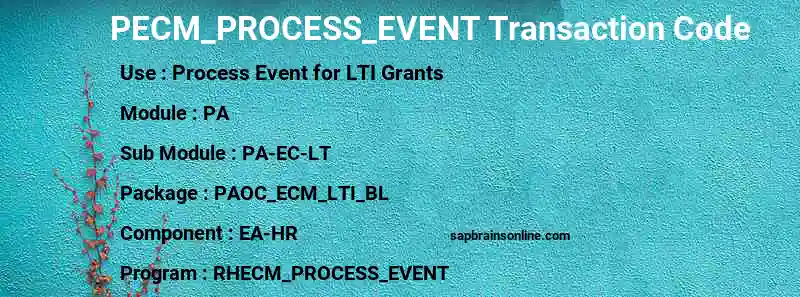 SAP PECM_PROCESS_EVENT transaction code