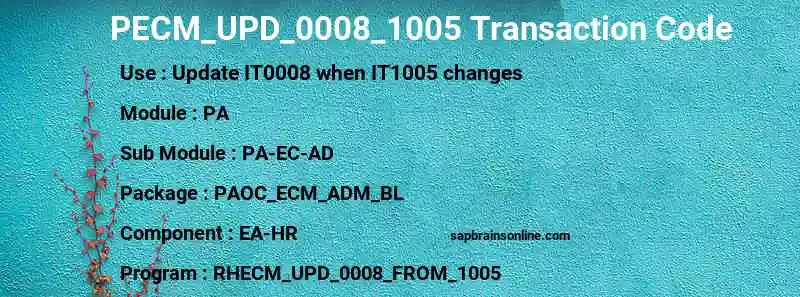 SAP PECM_UPD_0008_1005 transaction code