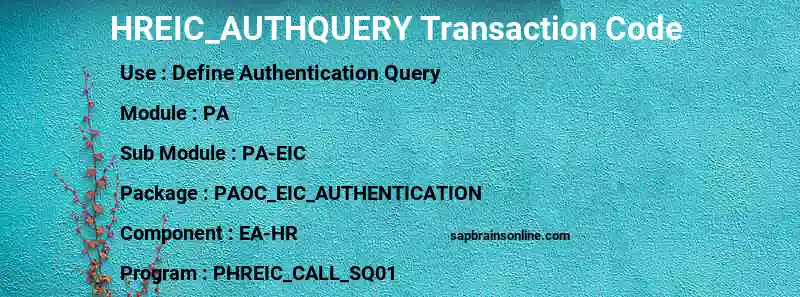 SAP HREIC_AUTHQUERY transaction code