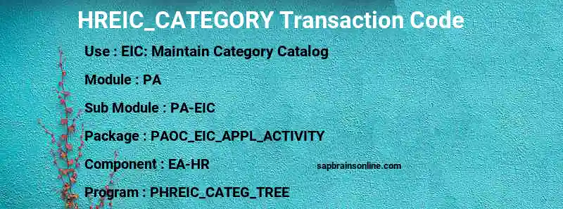 SAP HREIC_CATEGORY transaction code