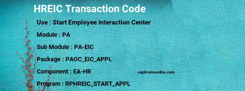 SAP HREIC transaction code