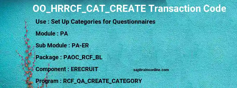 SAP OO_HRRCF_CAT_CREATE transaction code