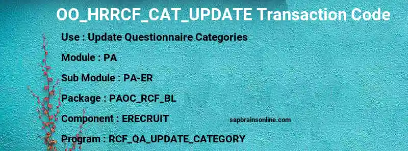 SAP OO_HRRCF_CAT_UPDATE transaction code