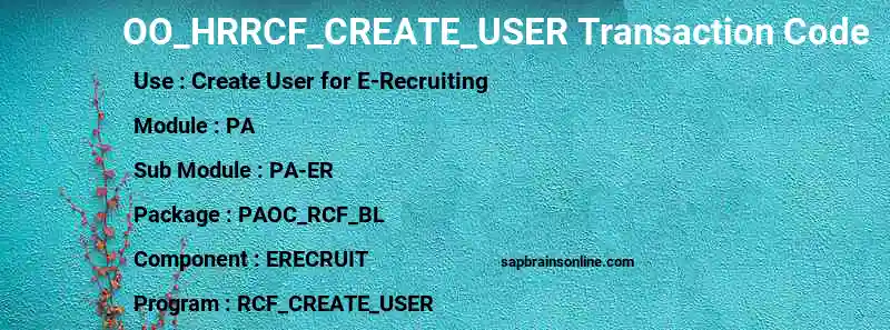 SAP OO_HRRCF_CREATE_USER transaction code