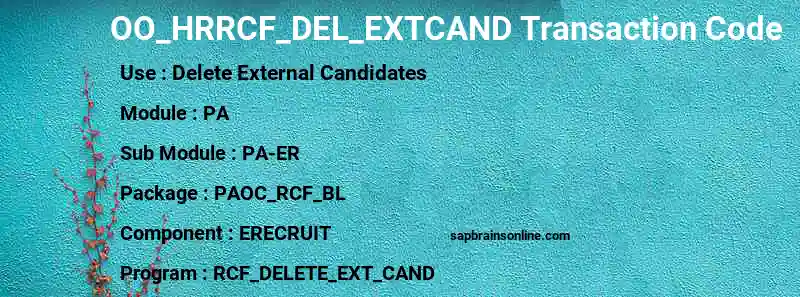 SAP OO_HRRCF_DEL_EXTCAND transaction code