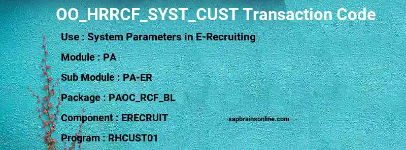 SAP OO_HRRCF_SYST_CUST transaction code