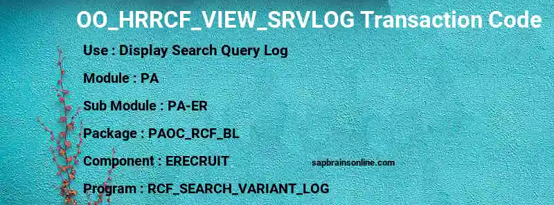 SAP OO_HRRCF_VIEW_SRVLOG transaction code
