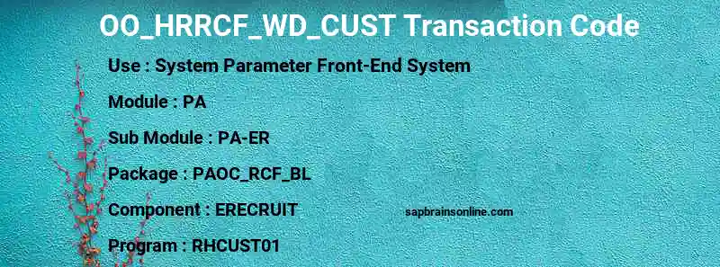 SAP OO_HRRCF_WD_CUST transaction code