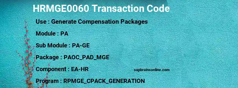 SAP HRMGE0060 transaction code