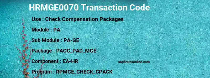 SAP HRMGE0070 transaction code