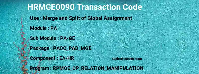 SAP HRMGE0090 transaction code