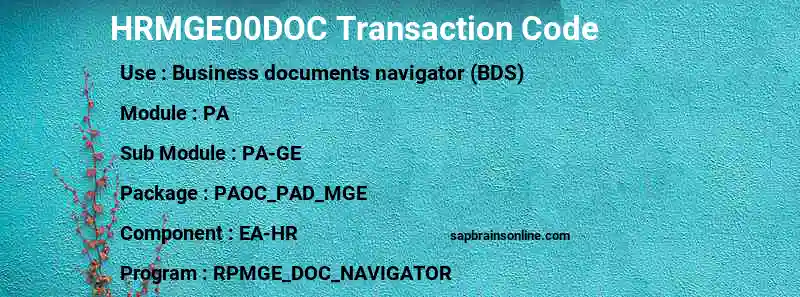 SAP HRMGE00DOC transaction code