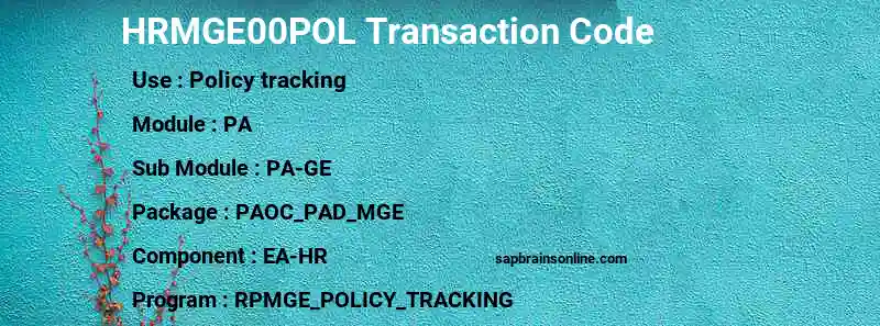 SAP HRMGE00POL transaction code