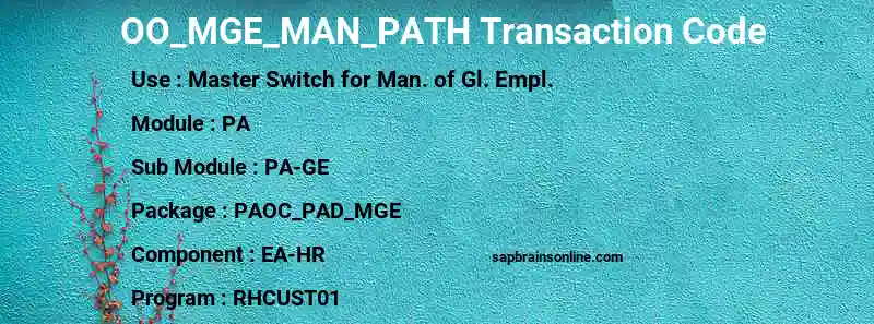 SAP OO_MGE_MAN_PATH transaction code