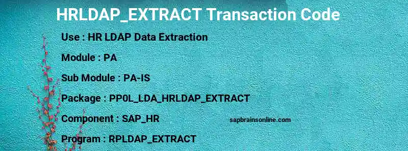 SAP HRLDAP_EXTRACT transaction code