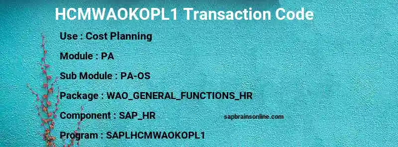 SAP HCMWAOKOPL1 transaction code