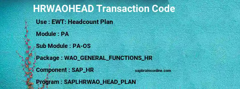 SAP HRWAOHEAD transaction code