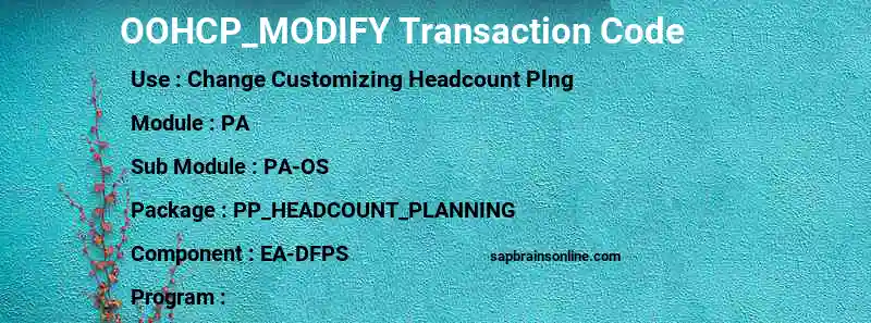 SAP OOHCP_MODIFY transaction code