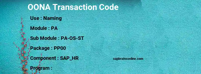 SAP OONA transaction code
