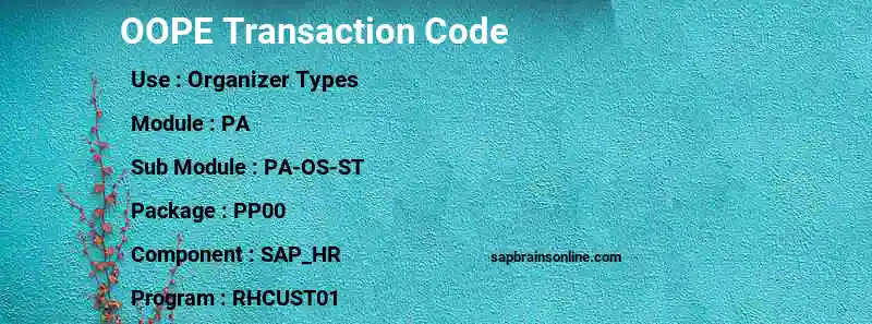 SAP OOPE transaction code