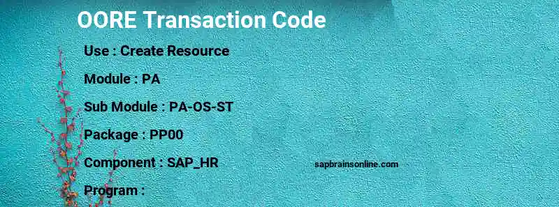 SAP OORE transaction code