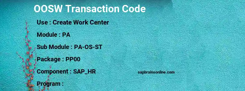 SAP OOSW transaction code