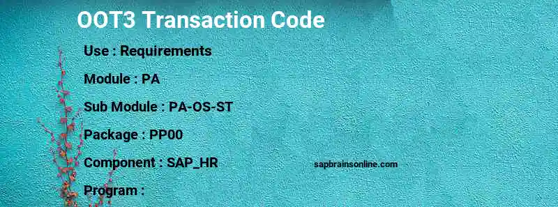 SAP OOT3 transaction code