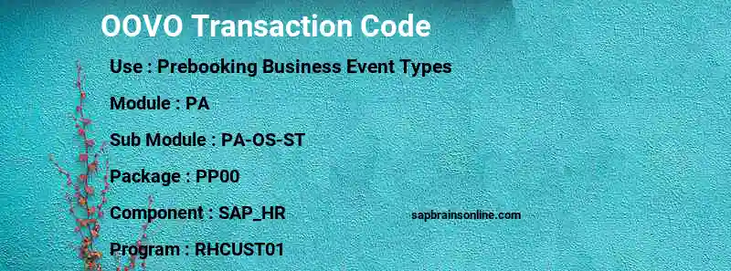 SAP OOVO transaction code