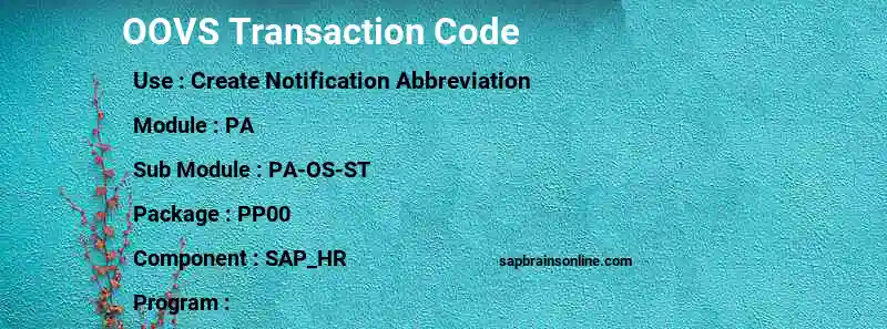 SAP OOVS transaction code