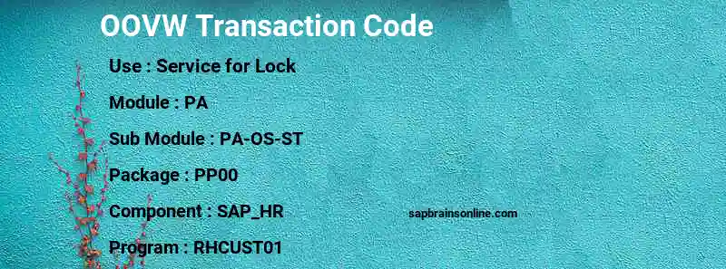 SAP OOVW transaction code